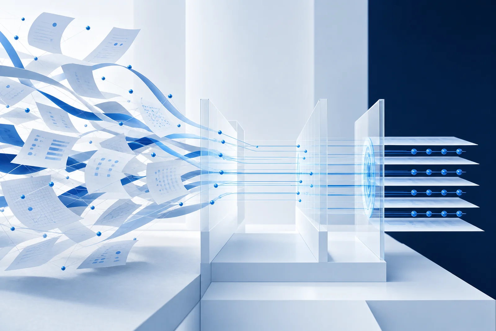 Disordered source material becoming aligned records after verification